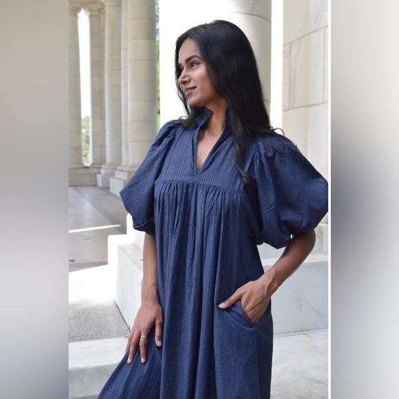 Never a Wallflower Pinstripe High Neck Midi Dress - Picture 1 of 2